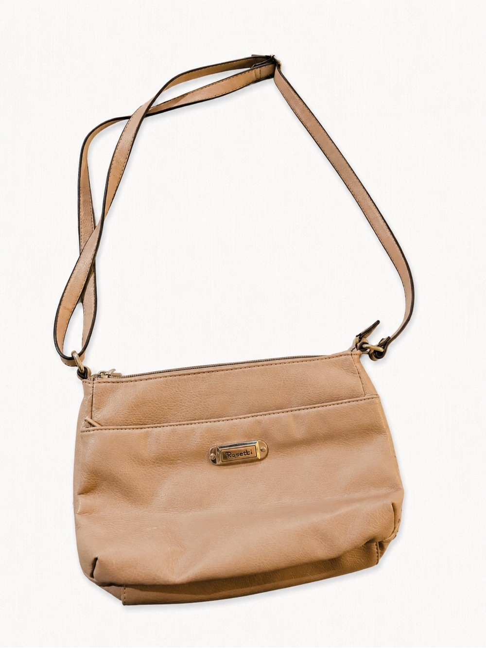 Rosetti Beige/Tan Leather Crossbody Shoulder Bag